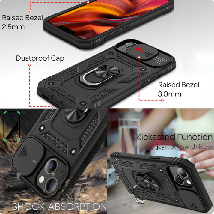 Ovitek "Nalia Armor Ring Camera protect" za iPhone 13/14