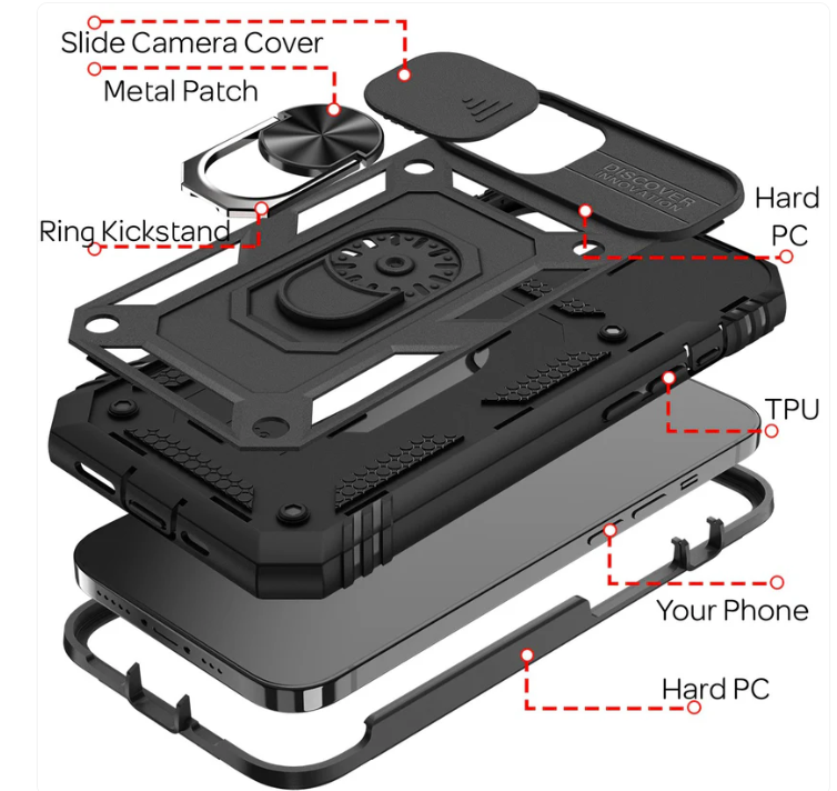 Ovitek "Nalia Armor Ring Camera protect" za iPhone 13/14