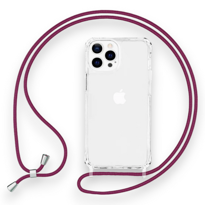 Ovitek z vrvico "Hybrid Nalia" za iPhone 13 Pro Max – Temno rdeča / PC + TPU silikon