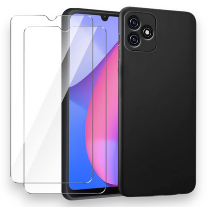 Komplet silikonski ovitek + 2x zaščitno steklo za Blackview Oscal C20/ C20 Pro – Infostyle – Črna / TPU silikon