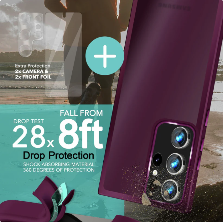 Komplet 2 zaščitni foliji + 2 zaščiti za kamero + ovitek "Matte Hybrid Nalia" za Samsung Galaxy S23 Ultra