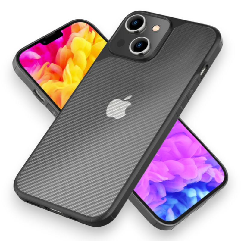 Ovitek "Semi-Transparent Carbon Nalia" za iPhone 14 – Črna / PC + TPU silikon