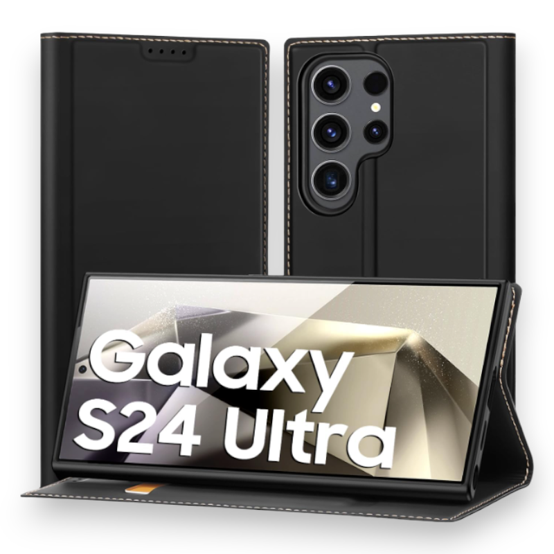 Preklopna torbica "Rollincase Flip" za Samsung Galaxy S24 Ultra – Infostyle – Črna / Umetno usnje + TPU silikon