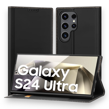 Preklopna torbica "Rollincase Flip" za Samsung Galaxy S24 Ultra – Infostyle – Črna / Umetno usnje + TPU silikon