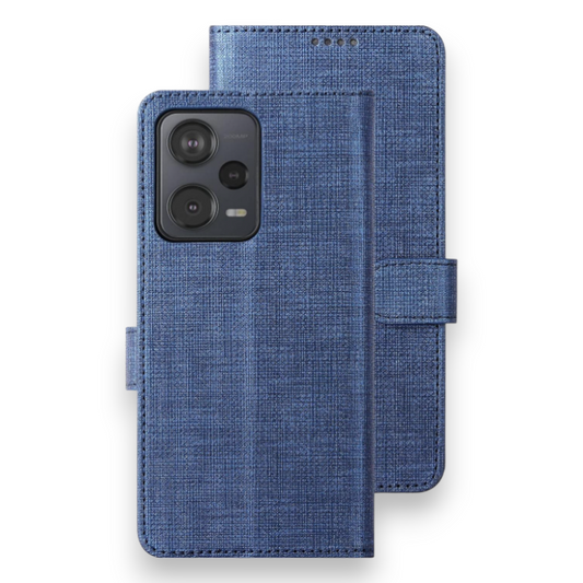 Preklopna torbica "Foluu Premium" za Xiaomi Redmi Note 12 Pro Plus 5G – Temno modra / Ekološko usnje + TPU silikon