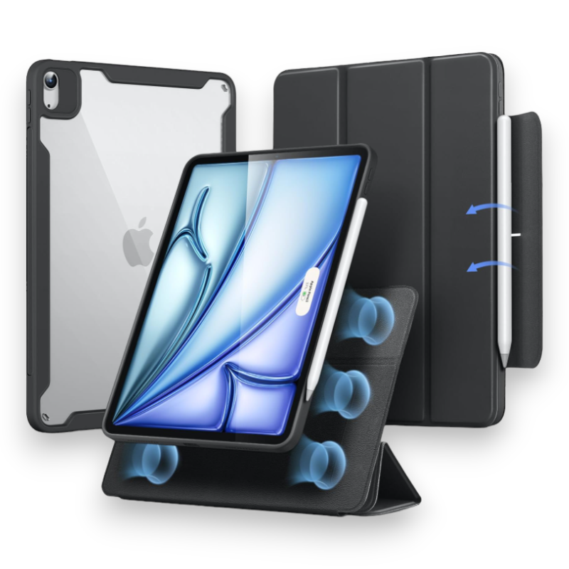 Preklopna torbica "Matte Transparent" za tablični računalnik Apple iPad Air 6/5/4 10.9" – ESR – Črna / PC + TPU silikon