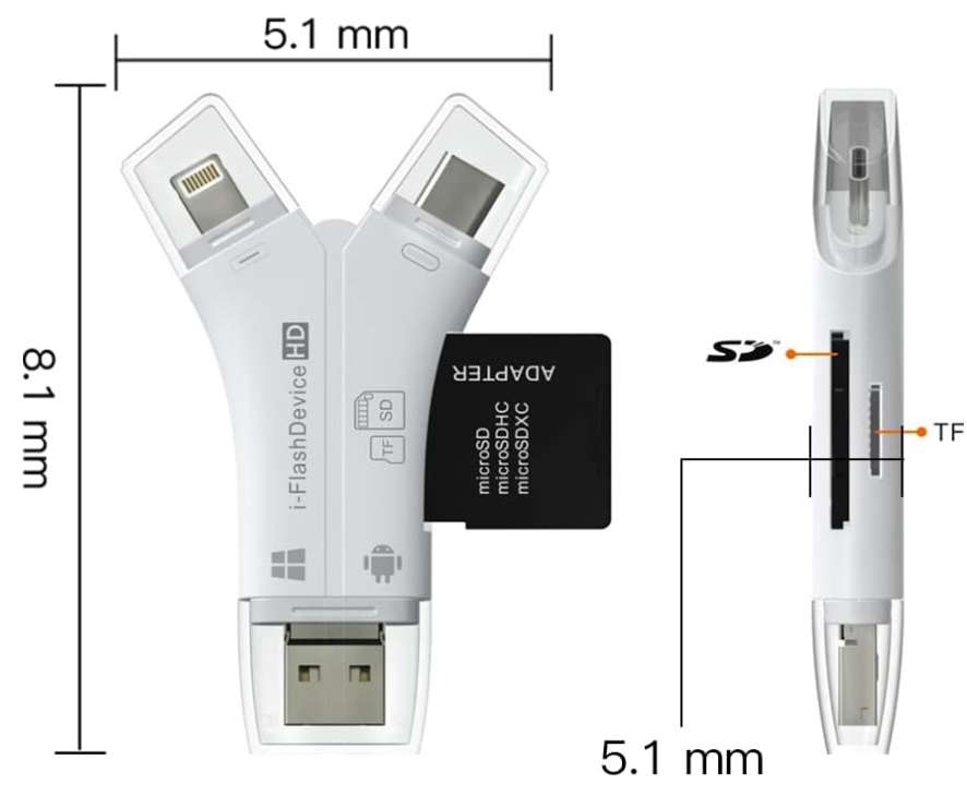 Zunanji čitalec Mikro SD in TF kartic 4v1 – Infostyle
