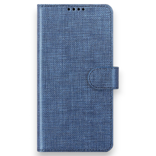 Preklopna torbica "Foluu Premium" za Motorola Moto Edge 30 Ultra – Temno modra / Ekološko usnje + TPU silikon