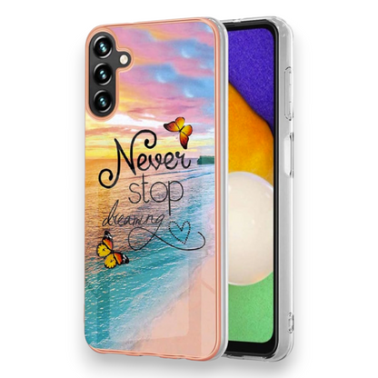 Silikonski ovitek "Never stop dreaming" za Samsung Galaxy A34 5G – Techsuit – Oranžna / TPU silikon