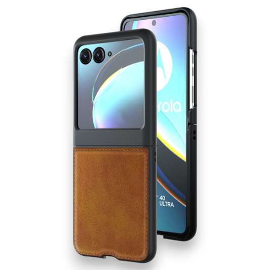 Ovitek "Foluu Shell" za Motorola Razr 40 Ultra – Rjava / Umetno usnje + PC