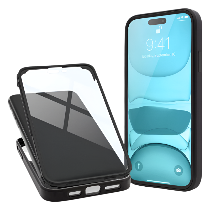 Ovitek "360° Edge" za iPhone 14 Pro Max – Moozy – Črna / PC + TPU silikon