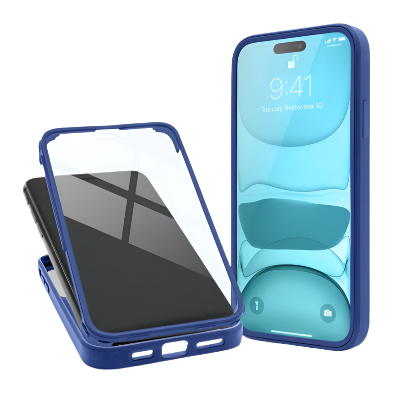 Ovitek "360° Edge" za iPhone 13 – Moozy – Temno modra / PC + TPU silikon