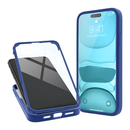 Ovitek "360° Edge" za iPhone 13 – Moozy – Temno modra / PC + TPU silikon