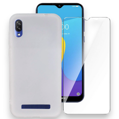 Komplet silikonski ovitek "Matte" + zaščitno steklo za Doogee X90 6.1" – Infostyle – TPU silikon / Bela