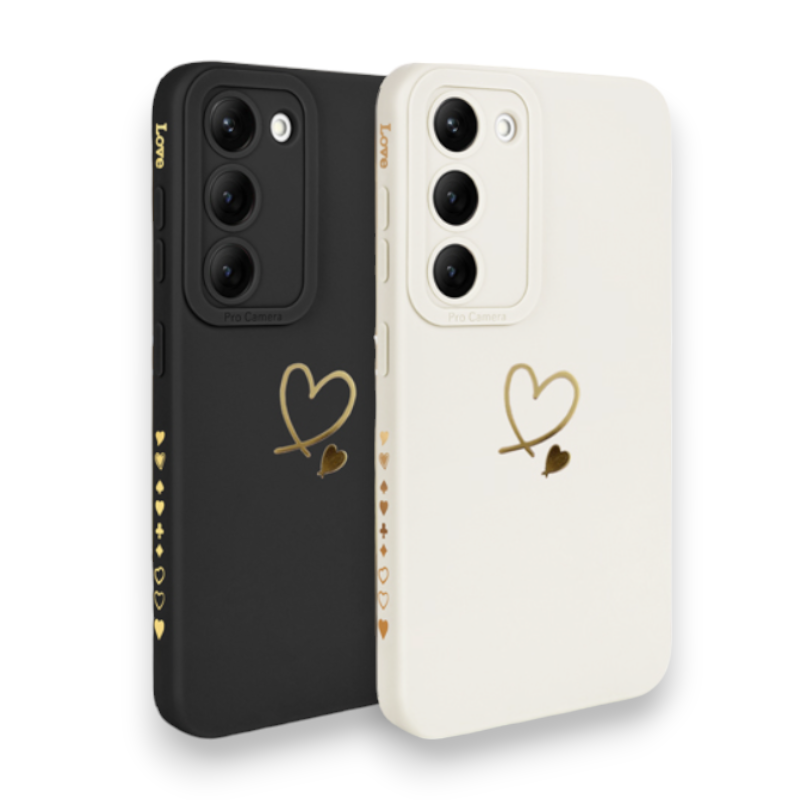 Silikonski ovitek "Golden Heart" za Samsung Galaxy S23 – Infostyle – Črna / TPU silikon