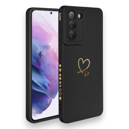 Silikonski ovitek "Golden Heart" za Samsung Galaxy S21 – Infostyle – Črna / TPU silikon