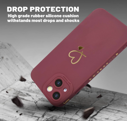 Silikonski ovitek "Golden Heart" za iPhone 13 – Infostyle