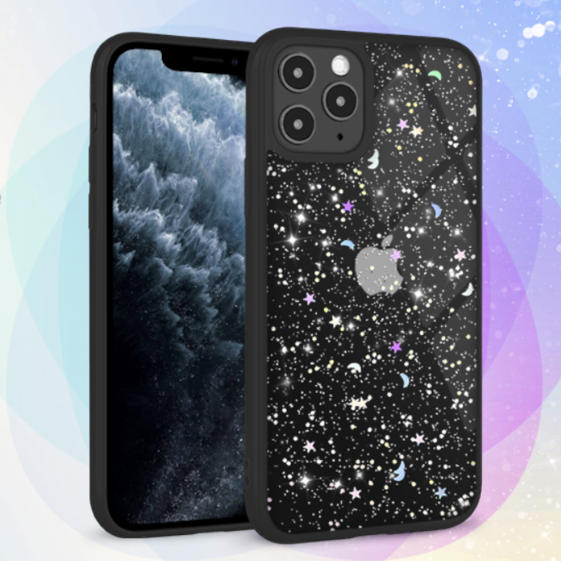Ovitek "Glitter star" za iPhone 11 Pro – Infostyle – Črna / PC + TPU silikon