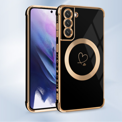 Silikonski ovitek "Golden Heart MagSafe" za Samsung Galaxy S21 – Infostyle – Črna / TPU silikon