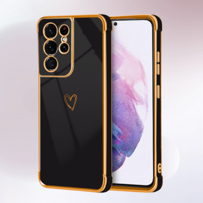 Silikonski ovitek "Golden Edging Heart" za Samsung Galaxy S21 Ultra – Infostyle – Črna / TPU silikon
