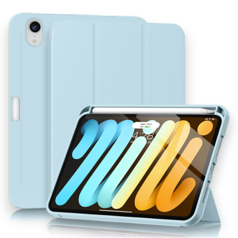 Preklopna torbica "Fit" z držalom za pisalo za tablični računalnik Apple iPad Mini 6 2021 8.3" – Soke – Svetlo modra / T