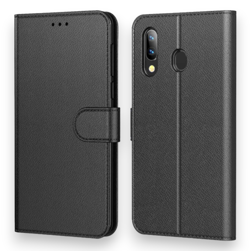 Preklopna torbica "Tenphone" za Samsung Galaxy A20e – Infostyle – Črna / Umetno usnje + TPU silikon