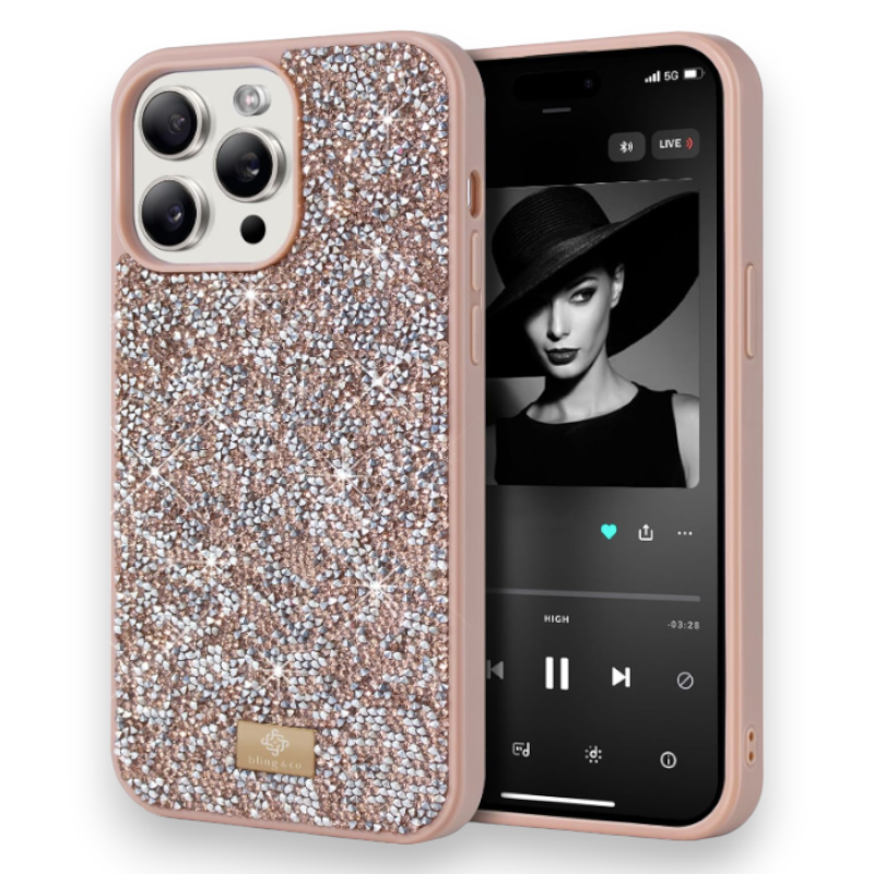 Ovitek "BEZ Bling & Co." za iPhone 15 Pro – Zlata / TPU silikon