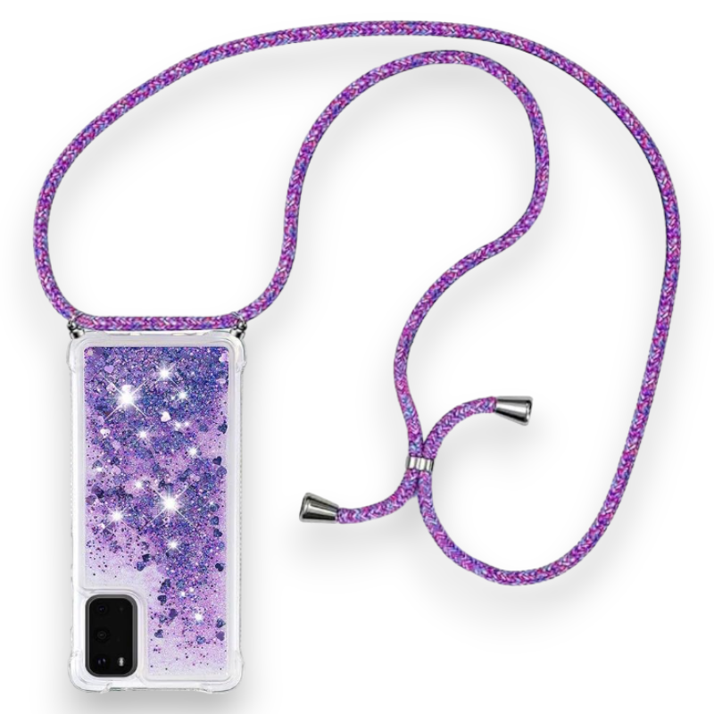 Silikonski ovitek z vrvico "Liquid Glitter" za Samsung Galaxy S20 Fe – Infostyle – Vijolična / TPU silikon