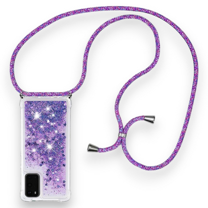 Silikonski ovitek z vrvico "Liquid Glitter" za Samsung Galaxy S20 Fe – Infostyle – Vijolična / TPU silikon
