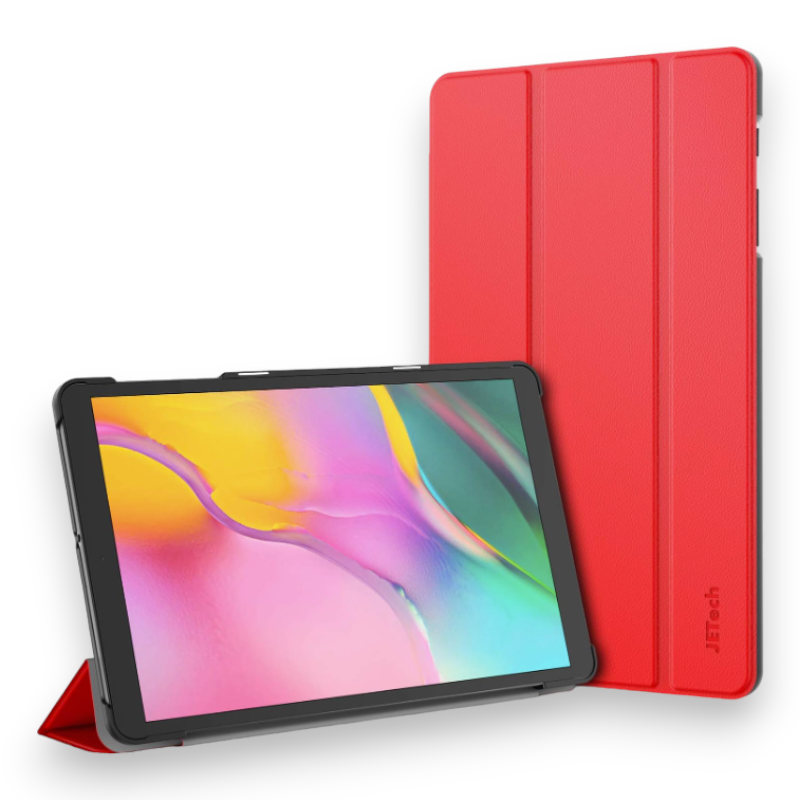 Preklopna torbica "Protective" za tablični računalnik Samsung Galaxy TAB A 10.1 (2019) – JETech – Rdeča / PC + TPU silik