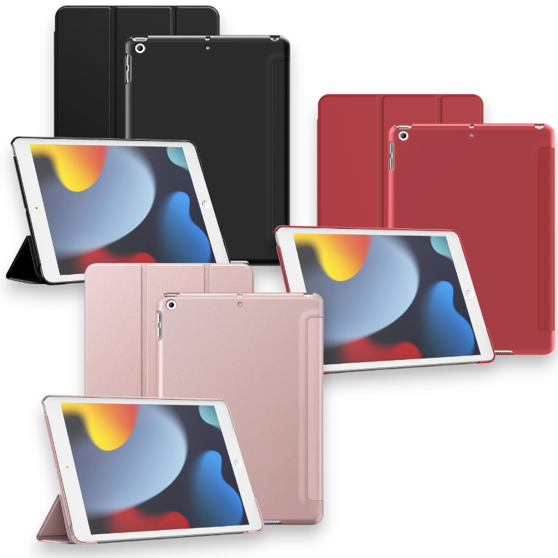 Preklopna torbica "Hard" za tablični računalnik Apple iPad 9/8/7 (2021/2020/2019) 10.2" – JETech – Rdeča / Umetno usnje 