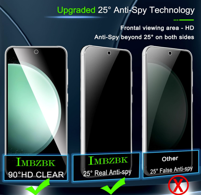 Komplet 3x zaščitno steklo "Privacy" + 3x zaščita za kamero za Samsung Galaxy S23 Fe – IMBZBK