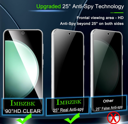 Komplet 3x zaščitno steklo "Privacy" + 3x zaščita za kamero za Samsung Galaxy S23 Fe – IMBZBK
