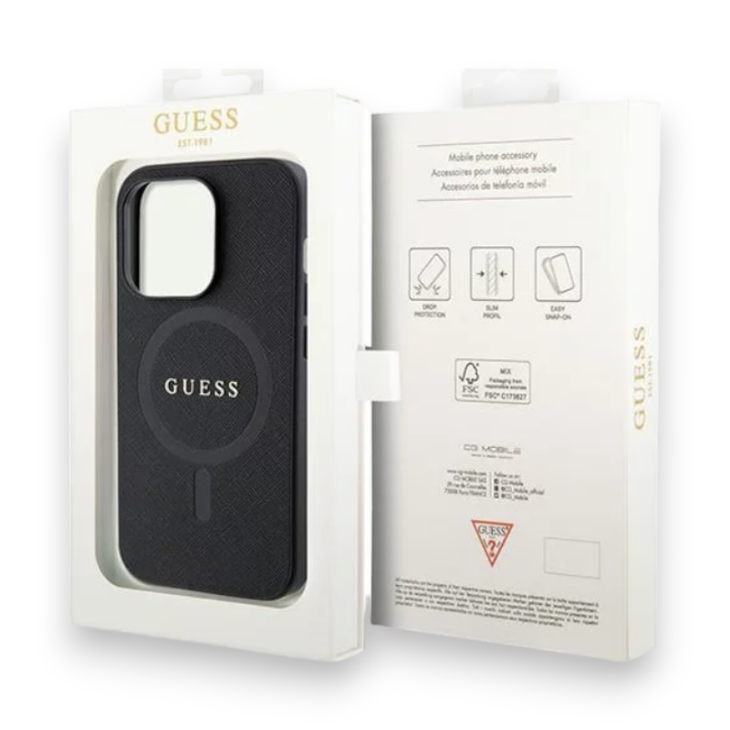 Ovitek Guess "Saffiano MagSafe " za iPhone 15 Pro Max (GUHMP15XPSAHMCK)