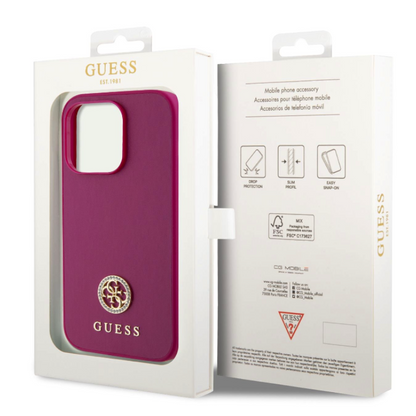Ovitek Guess "Strass Metal Logo" za iPhone 15 Pro Max (GUHCP15XPS4DGPP)