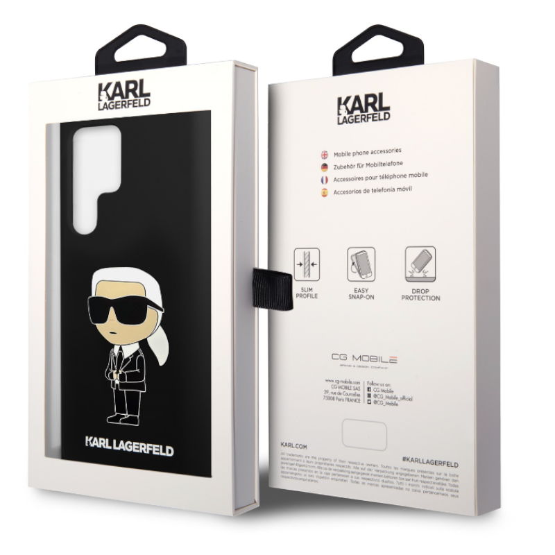 Silikonski ovitek Karl Lagerfeld "Liquid Silicone Choupette" za Samsung Galaxy S24 Ultra (KLHCS24LSNIKBCK)