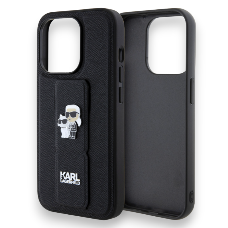 Ovitek Karl Lagerfeld "Saffiano Grip Stand" za iPhone 15 pro Max (KLHCP15XGSAKCPK)