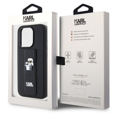 Ovitek Karl Lagerfeld "Saffiano Grip Stand" za iPhone 15 pro Max (KLHCP15XGSAKCPK)