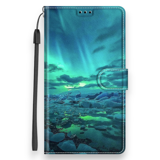 Preklopna torbica "Polar Lights" za Samsung Galaxy A12/ M12 – Infostyle – Zelena / Umetno usnje + TPU silikon