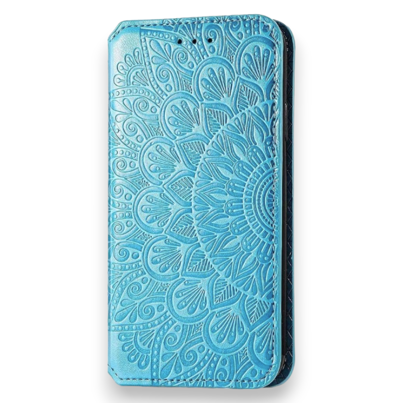 Preklopna torbica "Mandala" za Motorola Moto G71 5G – Infostyle – Svetlo modra / Umetno usnje + TPU silikon
