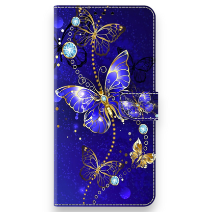 Preklopna torbica "Blue Diamond Butterfly" za Samsung Galaxy S24 Ultra – Infostyle – Temno modra / Umetno usnje + TPU si