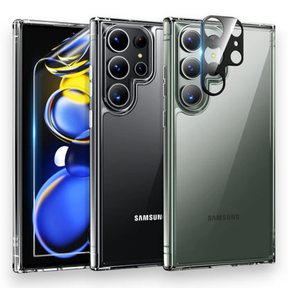 Komplet ovitek "Tauri Classic" + zaščitna folija + zaščita za kamero za Samsung Galaxy S23 Ultra 5G – PC + TPU silikon /