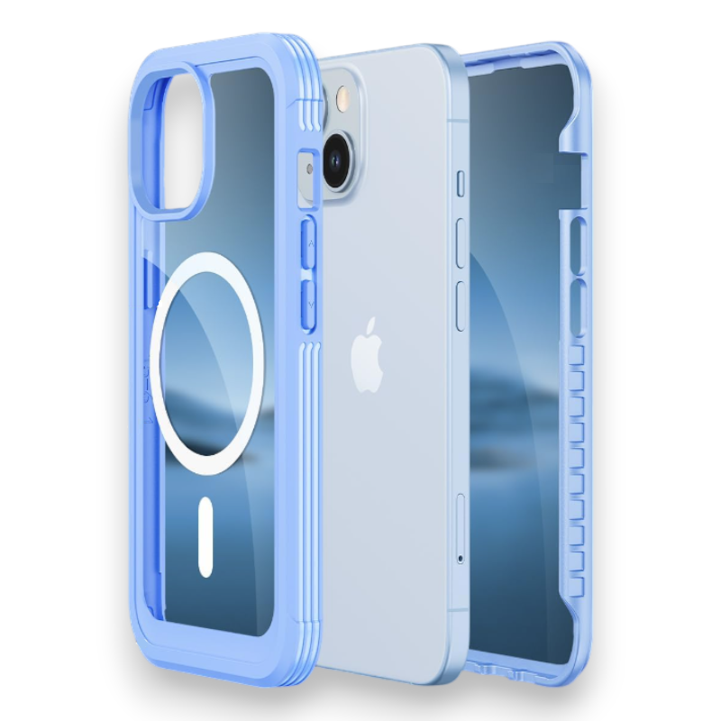 Ovitek "360° MagSafe" za iPhone 15 Plus – Infostyle – Svetlo modra / PC + TPU silikon