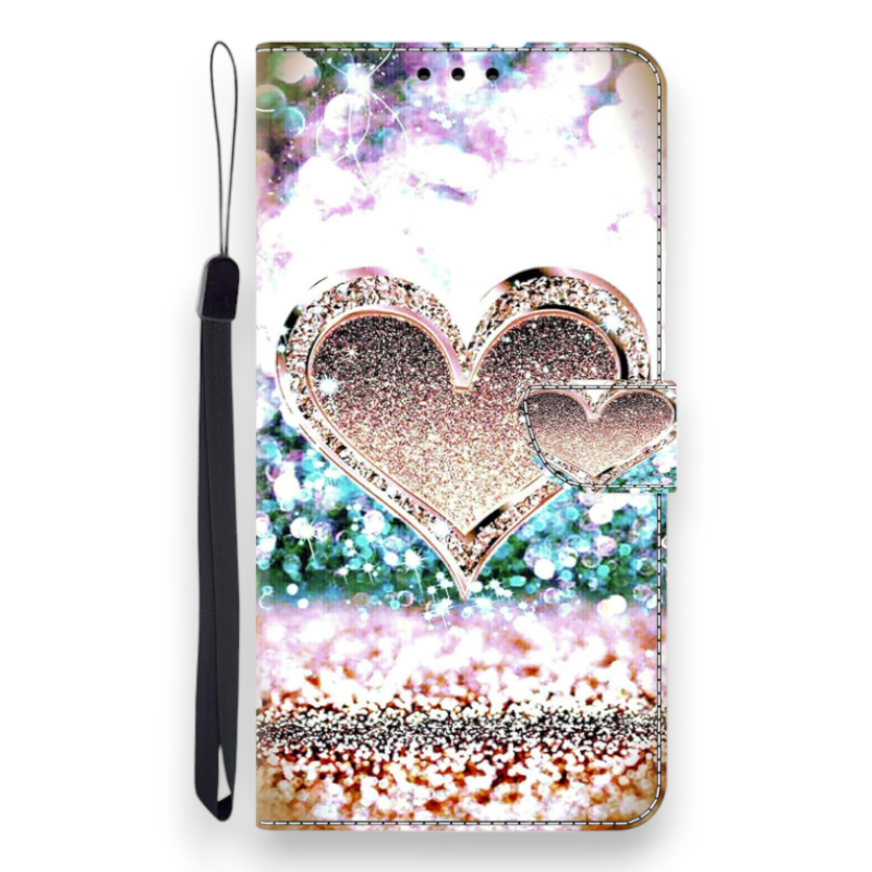 Preklopna torbica s paščkom "Diaomnd Heart" za Xiaomi Redmi 12C – Infostyle – Roza / Umetno usnje + PC