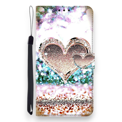 Preklopna torbica s paščkom "Diaomnd Heart" za Xiaomi Redmi 12C – Infostyle – Roza / Umetno usnje + PC