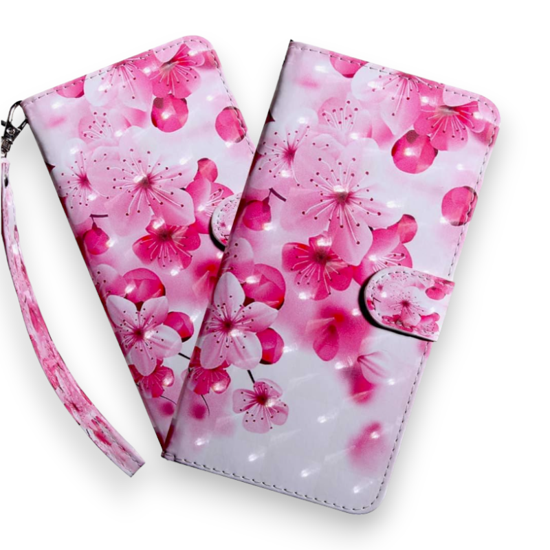 Preklopna torbica "Pink Flower" za Xiaomi Mi 12T / Mi 12T Pro 5G – Infostyle – Svetlo roza / Umetno usnje + TPU silikon
