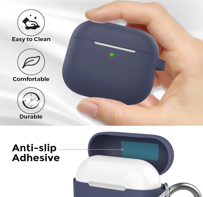 Silikonski ovitek za slušalke "Skin" s karabinom za AirPods 3 – Ahastyle