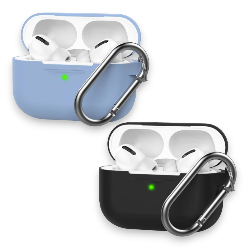 Silikonski ovitek za slušalke "Skin" s karabinom za AirPods Pro – Ahastyle – Črna