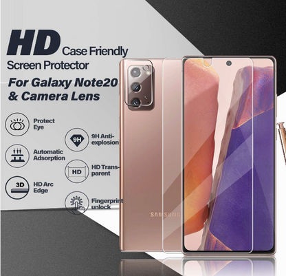 Komplet 2x zaščitno steklo za zaslon + 2x zaščita za kamero "Wsky" za Samsung Galaxy Note 20 – Infostyle