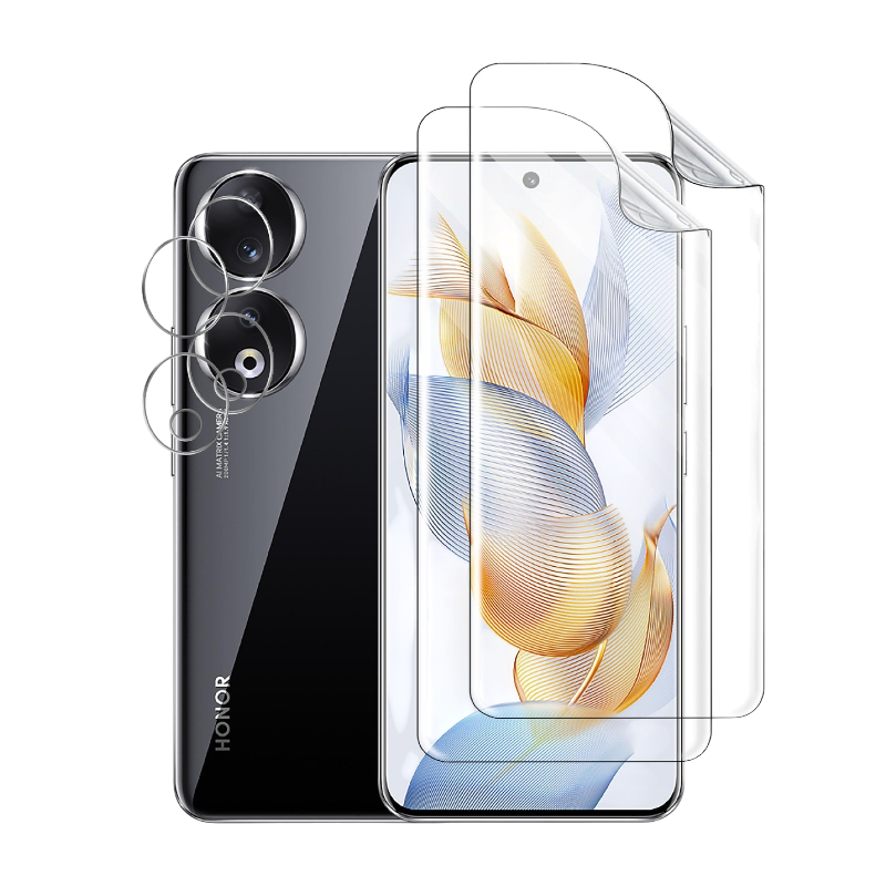 Zaščita zaslona GIOPUEY + zaščita za kamero (2+2) za Honor 90 5G – Infostyle